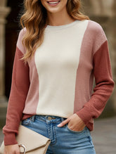 Loose casual stitching crew neck sweatshirt